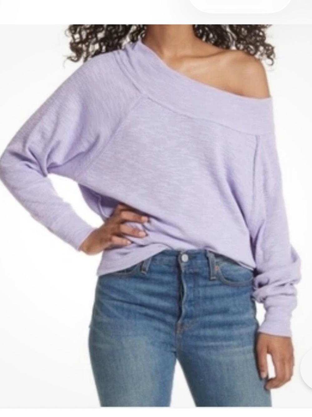 Free People Palisades Off the Shoulder Lilac purple Top Dolman Relaxed Sz M